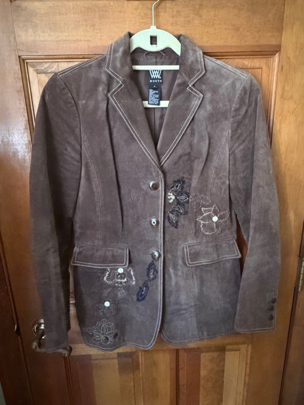 Worth 100% Genuine Leather Jacket Brown Size 4 Lined Classic Luxury